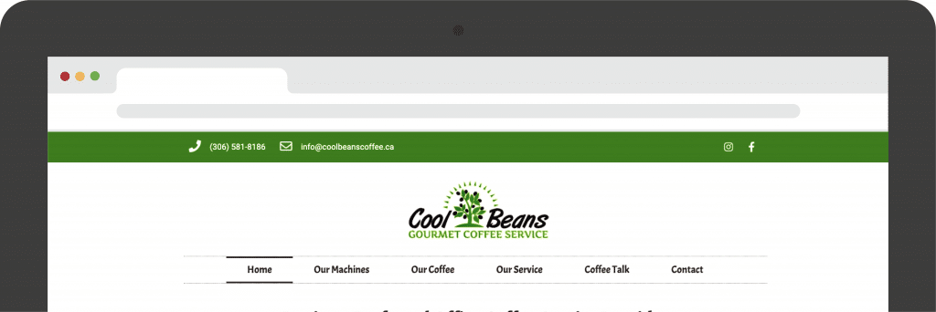cool beans coffee website container graphics